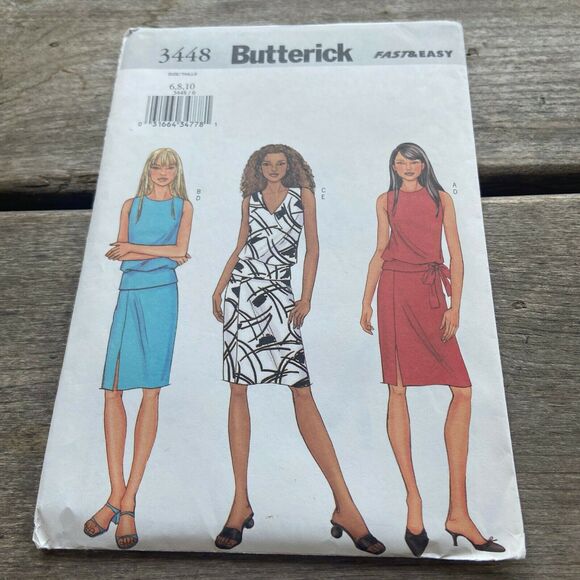 Butterick 3448 Fast & Easy Pattern 6 8 10 Peplum Top Straight Skirt Uncut FF NEW - Picture 1 of 4
